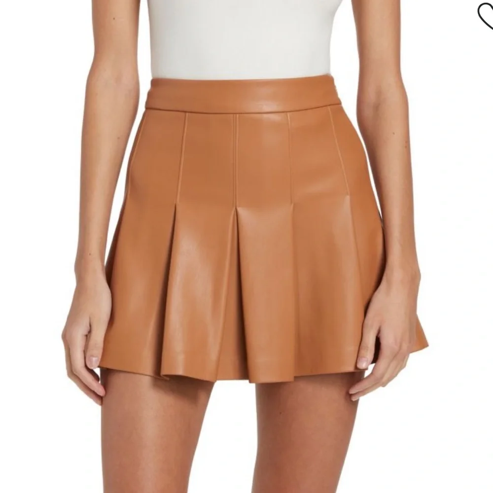 Susana Monaco Pleated Faux Leather Mini Skirt